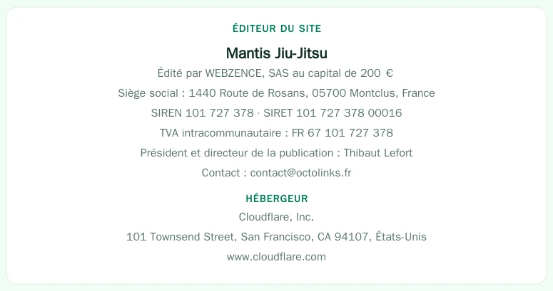 Coordonnées légales de l&rsquo;éditeur et de l&rsquo;hébergeur du site
