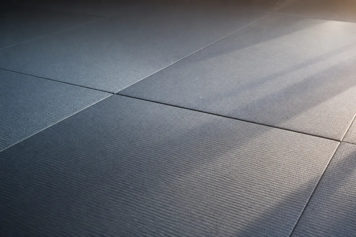 Tatami vide d&rsquo;une salle de jiu-jitsu au petit matin, lumière rasante sur le revêtement